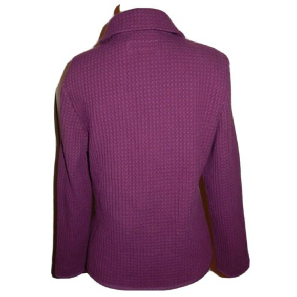 Cabela's Women’s Small Jacket Waffle Weave Purple LS Button Front Casual - Picture 2 of 6